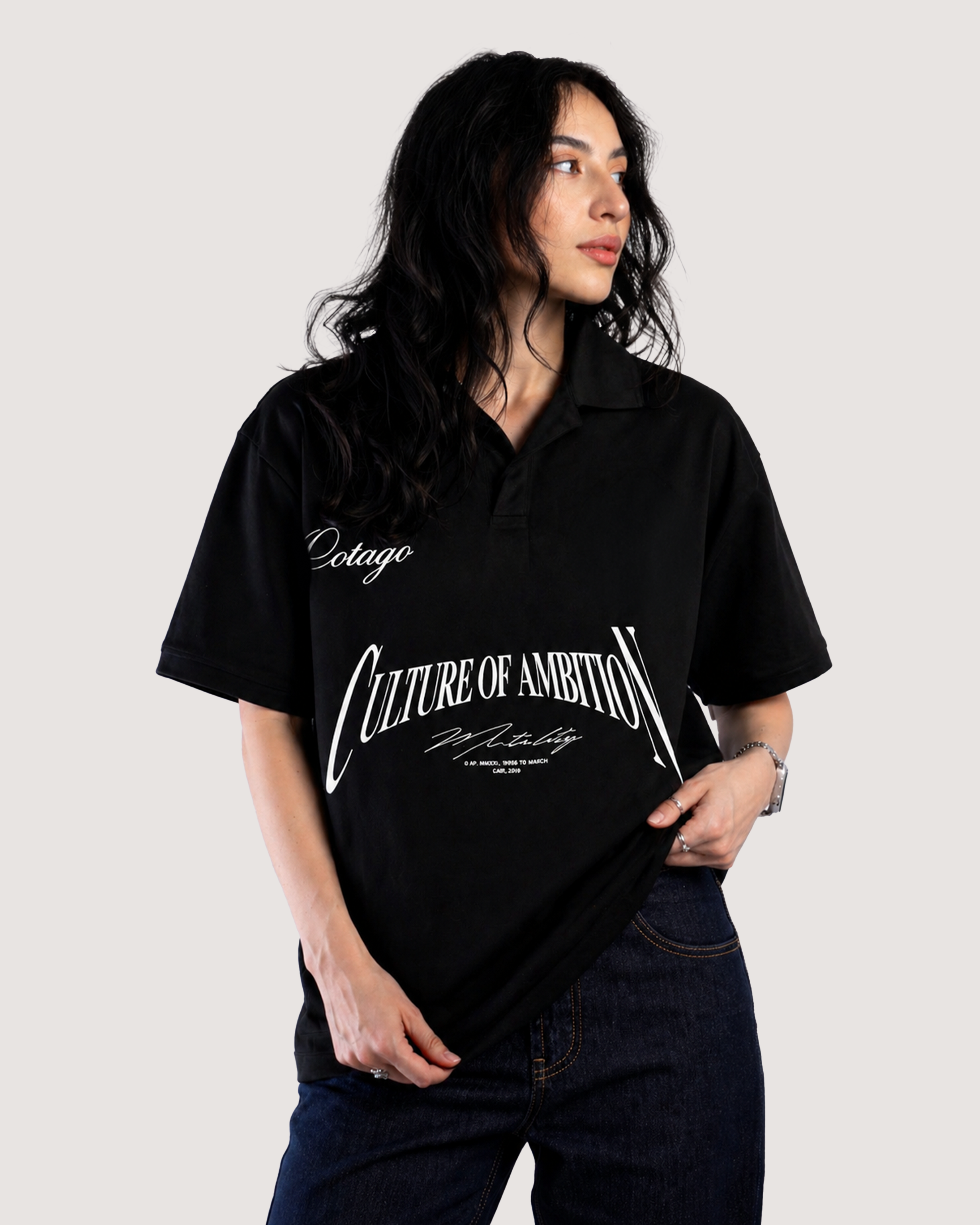 CULTURE OF AMBITION BLACK POLO T-SHIRT