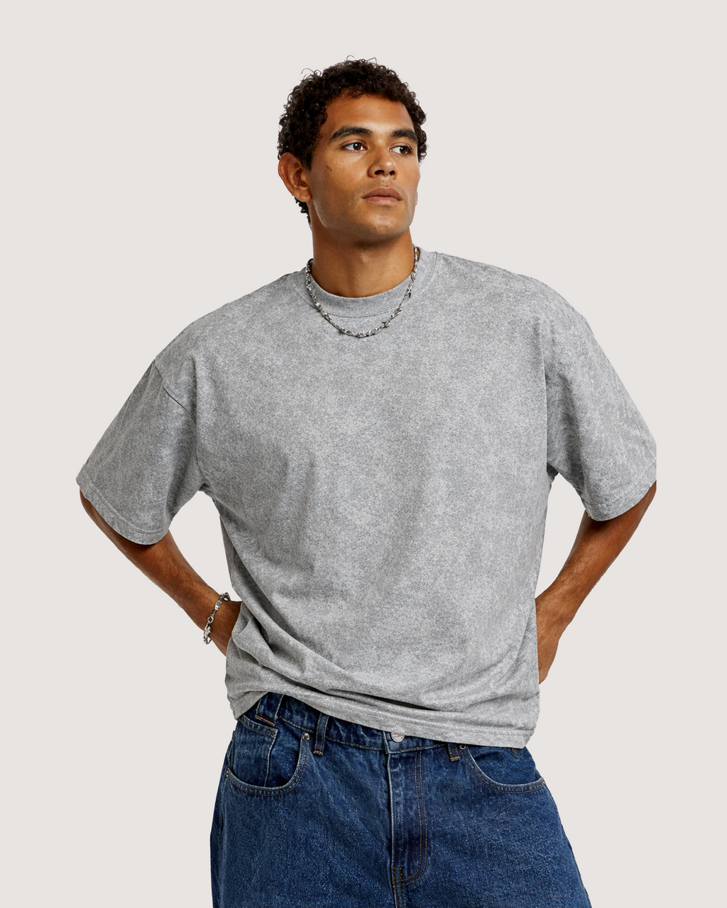 GREY ACID WASHED TEE