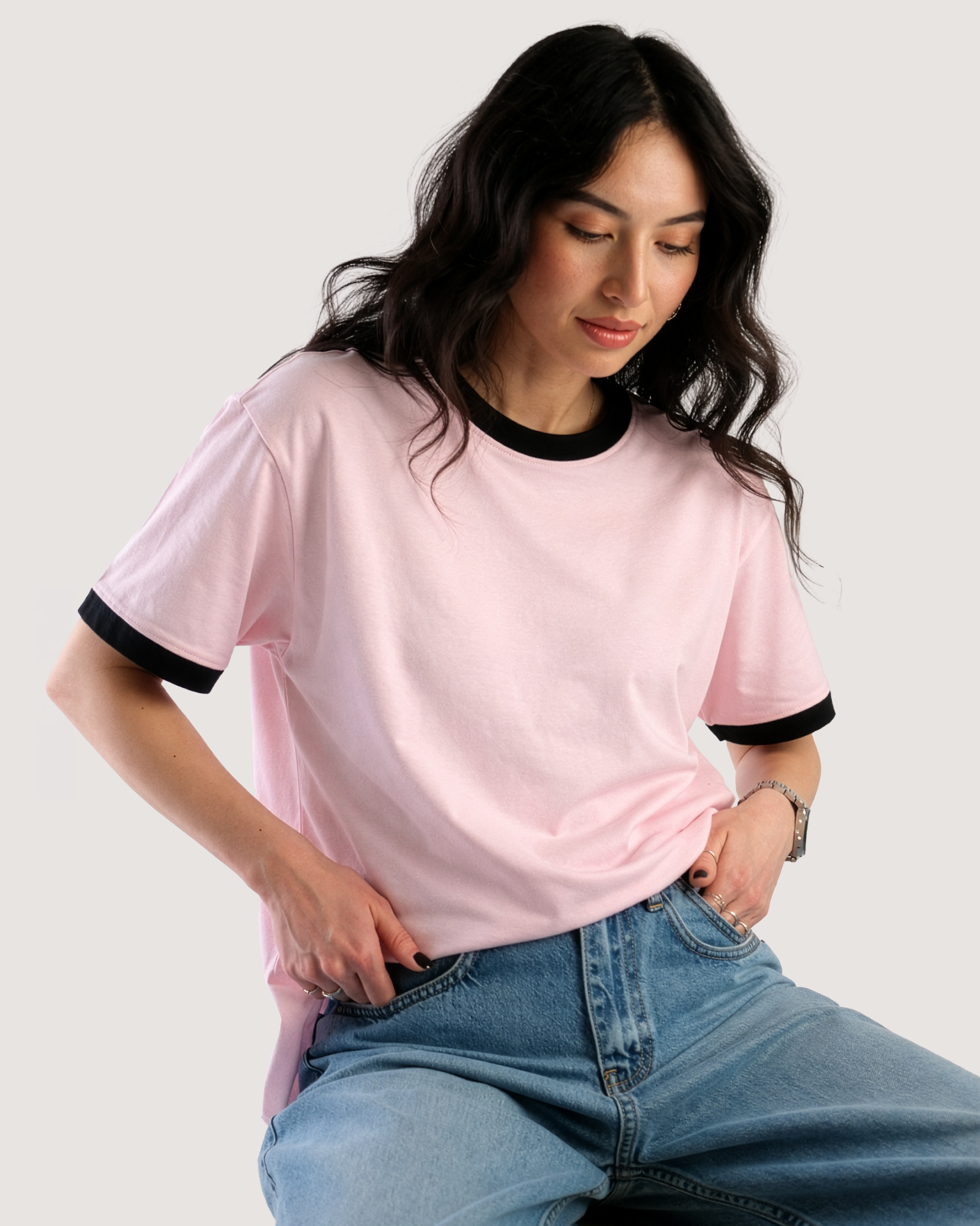 LIGHT PINK RINGER TEE