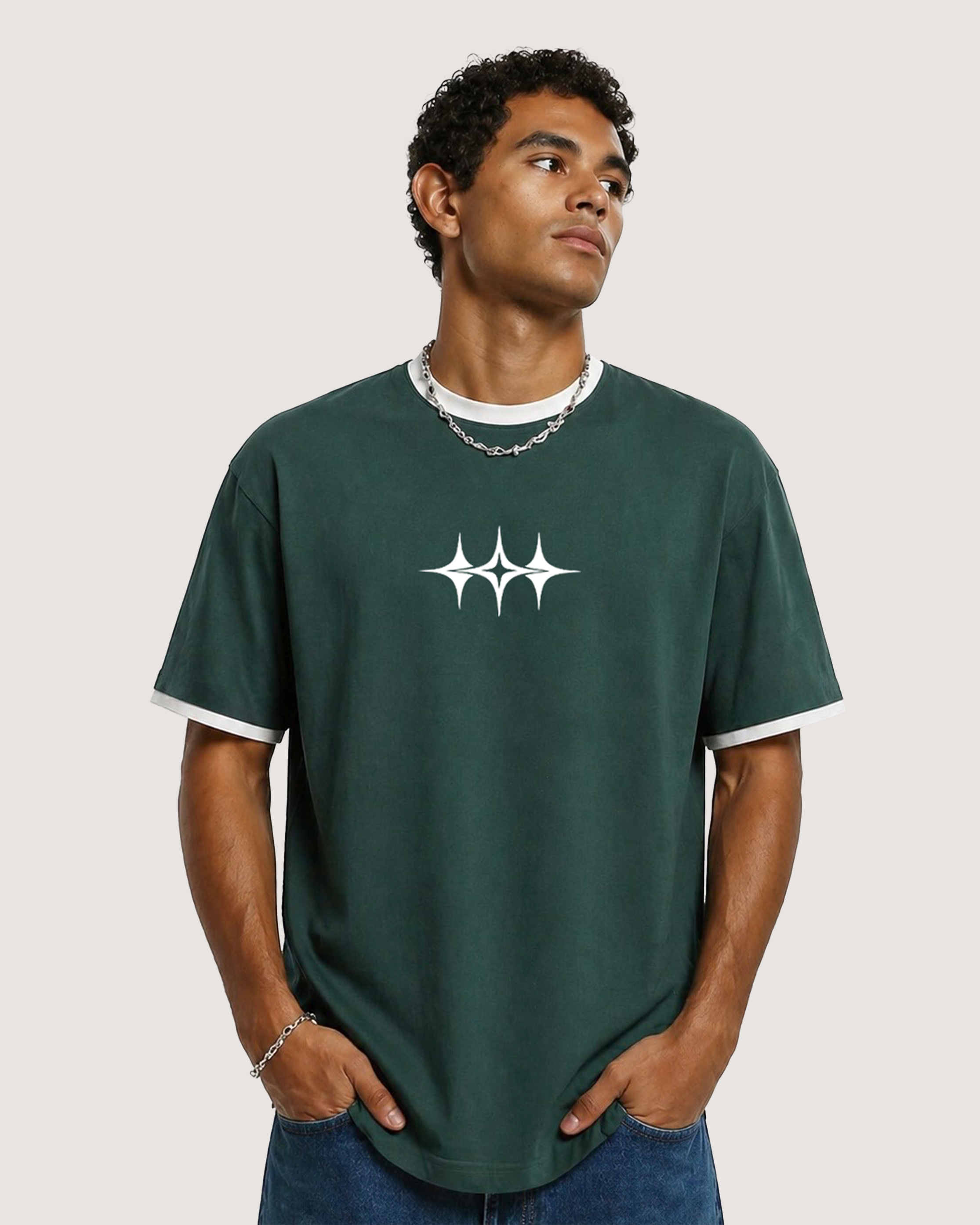 DARK GREEN RINGER TEE