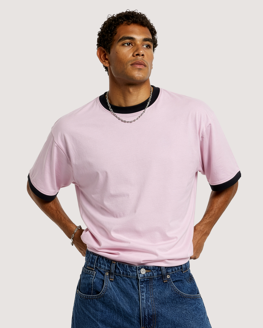 LIGHT PINK RINGER TEE