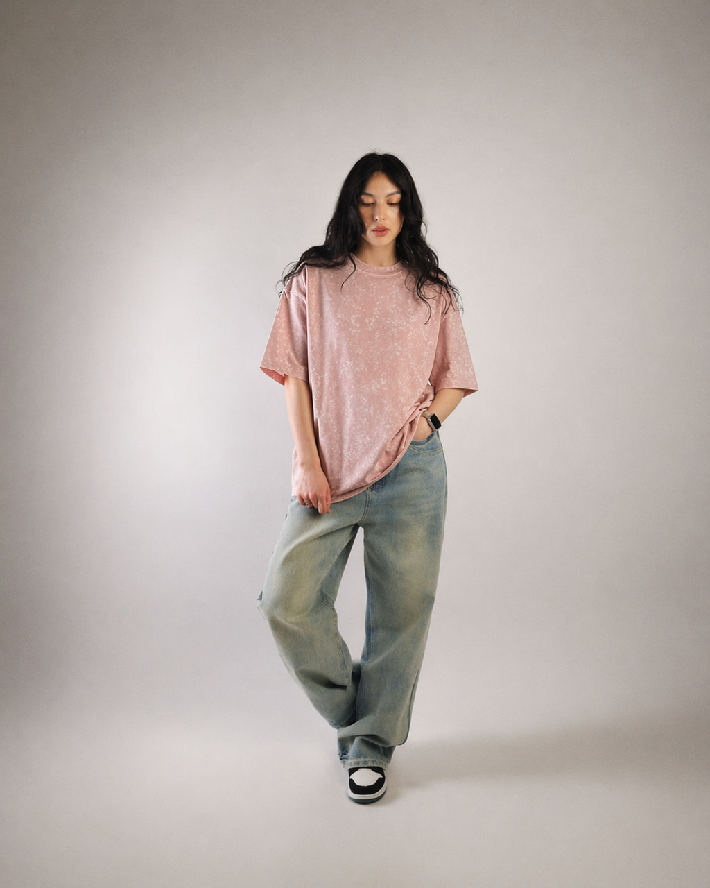 LIGHT PINK ACID WASHED TEE