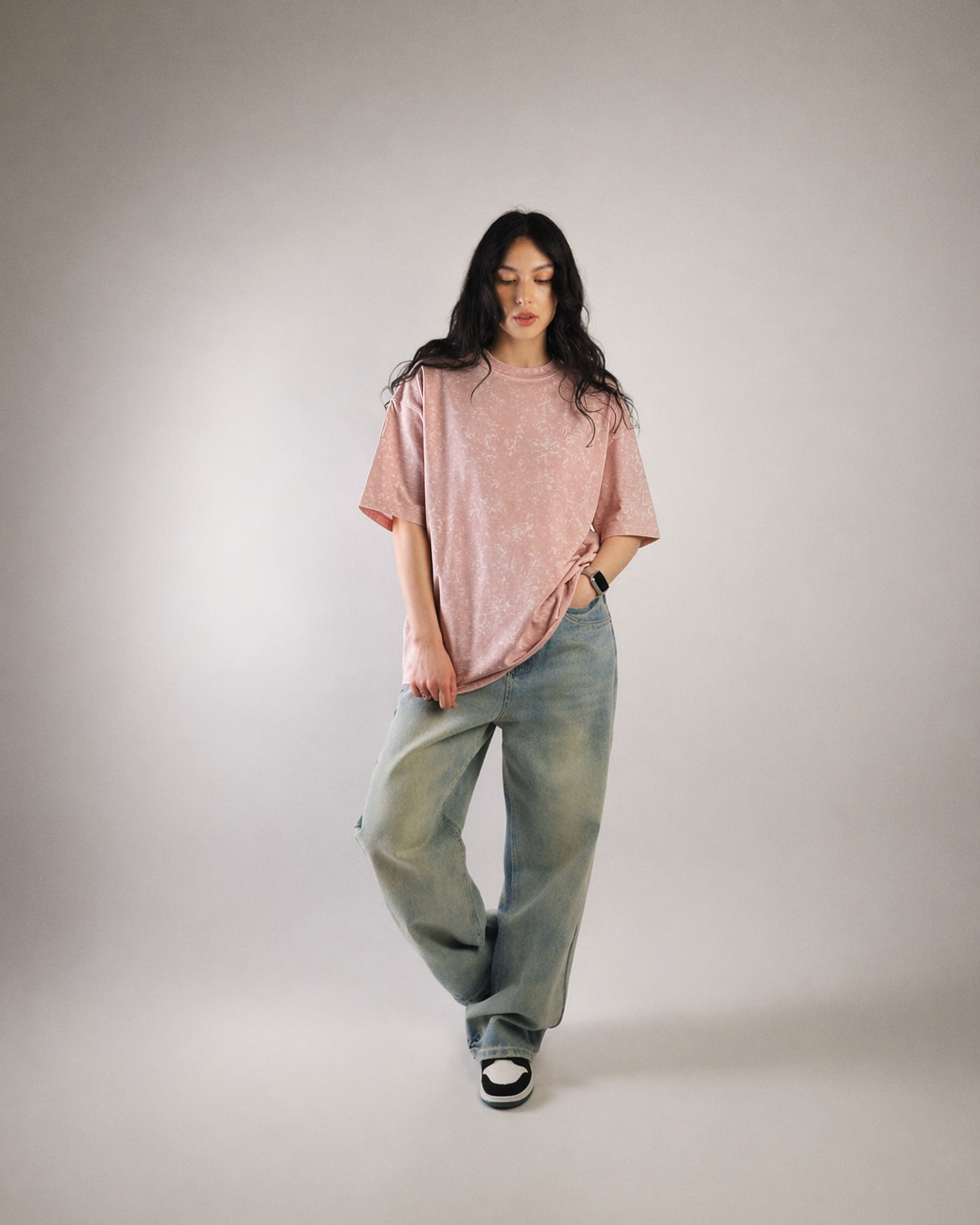 LIGHT PINK ACID WASHED TEE