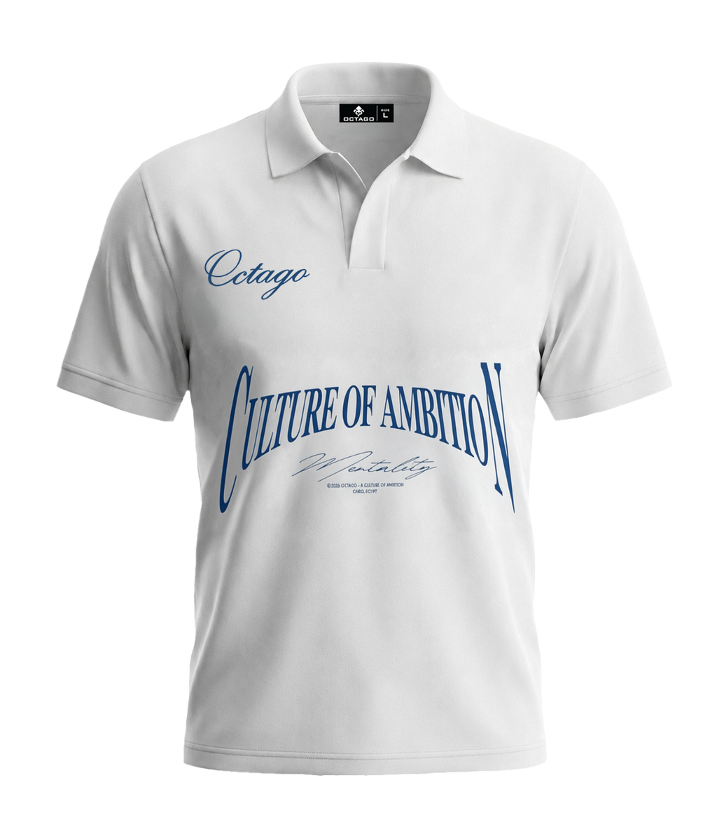 CULTURE OF AMBITION WHITE POLO T-SHIRT